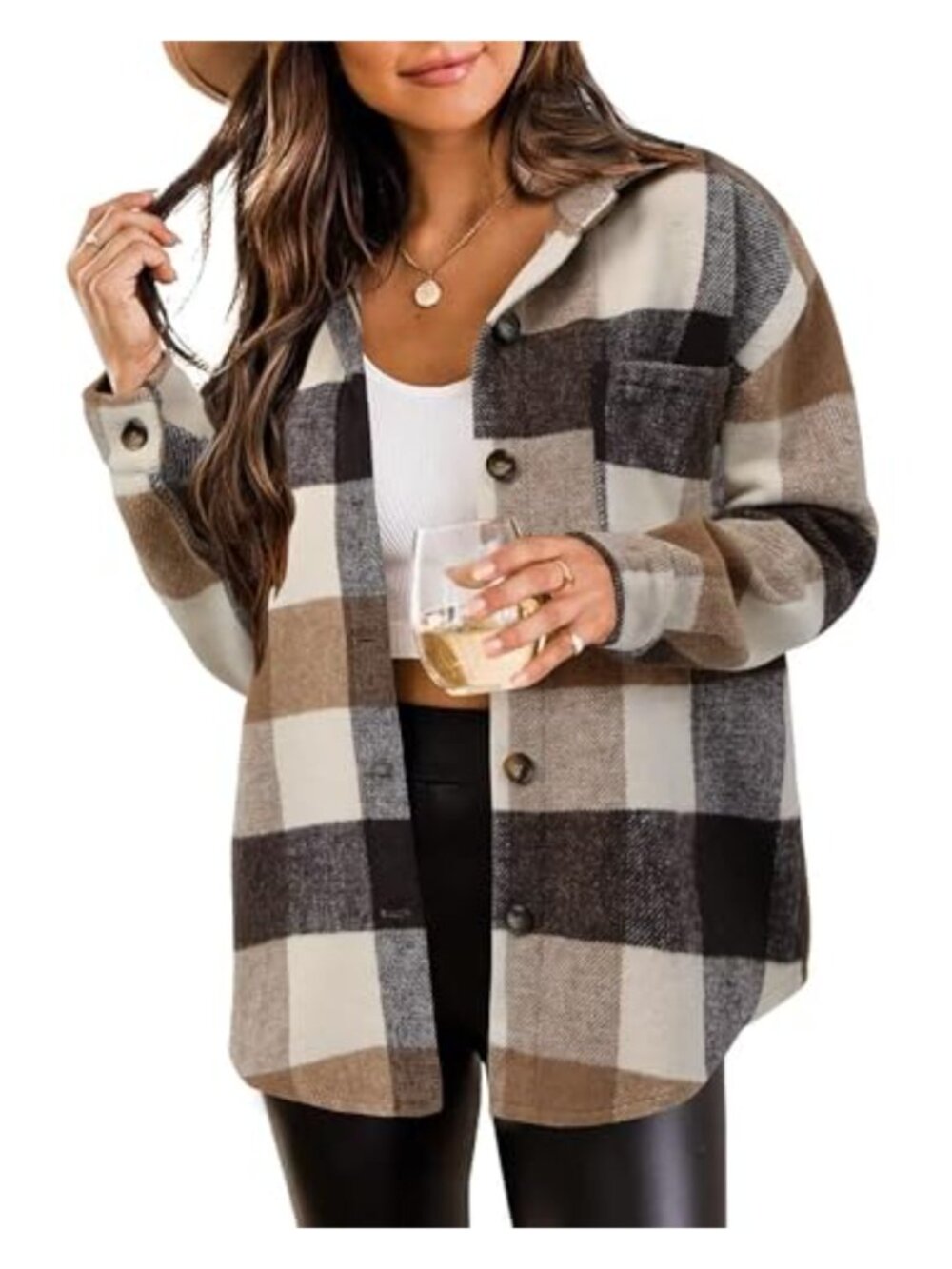 Corduroy Shacket Button Down Oversized Boyfriend Shirt Jacket